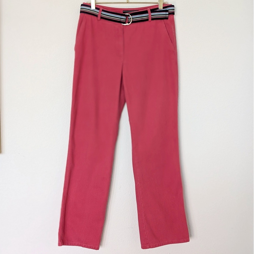 Jones Wear Sport‎ Cotton Pants in Coral with Striped Belt Size 6 Preppy